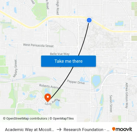 Academic Way at Mccollum Hall Eb to Research Foundation - Building A map