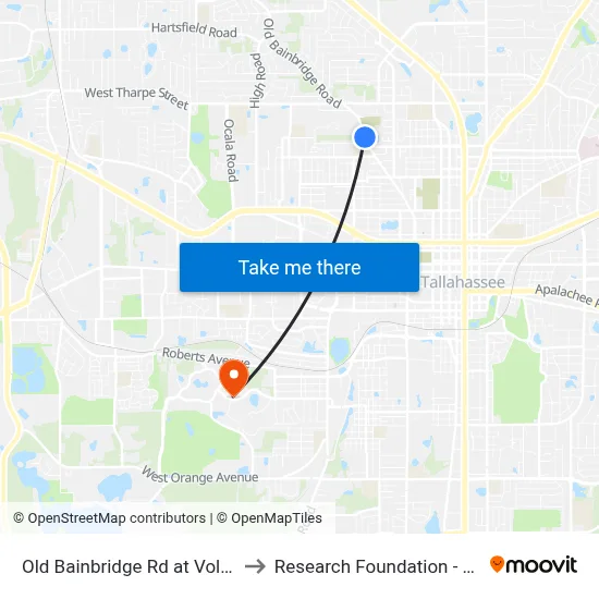 Old Bainbridge Rd at Volusia St Sb to Research Foundation - Building A map