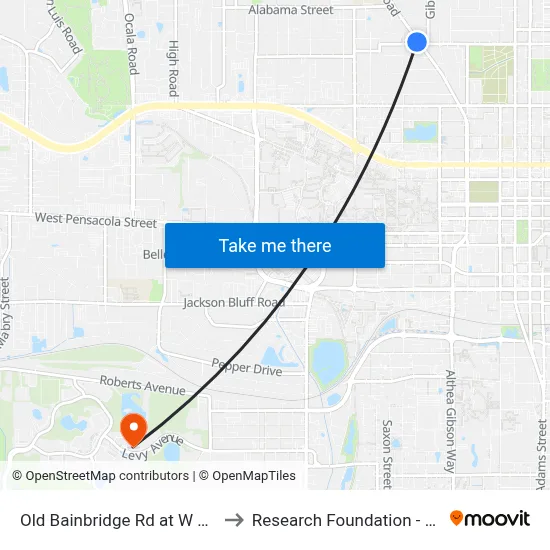 Old Bainbridge Rd at W 4th Ave Sb to Research Foundation - Building A map