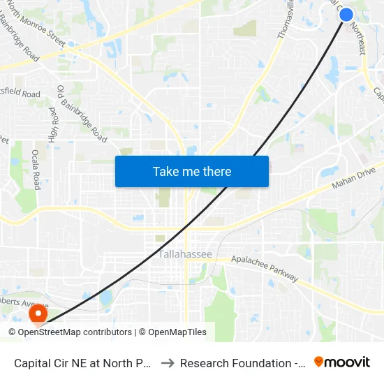 Capital Cir NE at North Point Blvd Sb to Research Foundation - Building A map