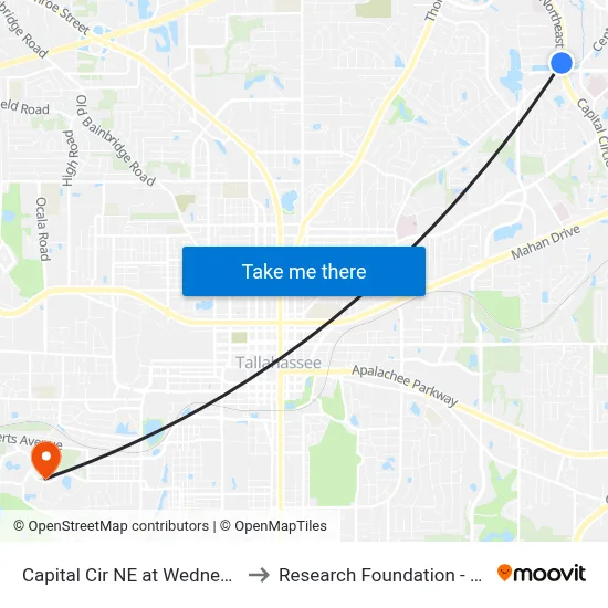 Capital Cir NE at Wednesday St Sb to Research Foundation - Building A map