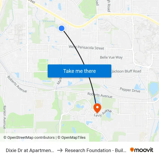 Dixie Dr at Apartments Sb to Research Foundation - Building A map