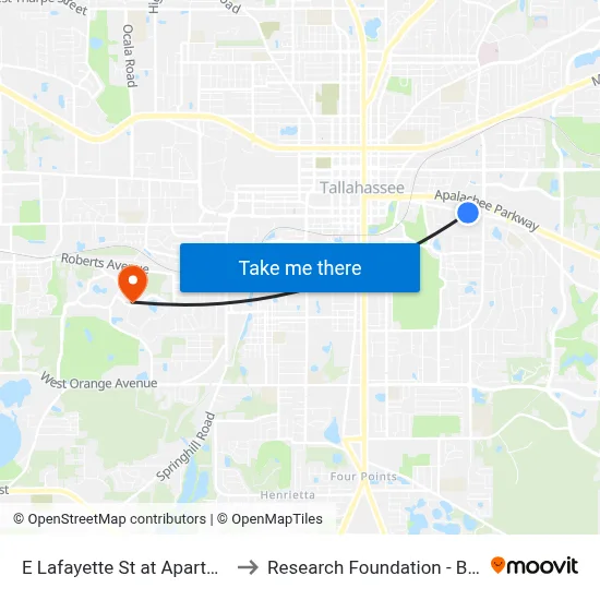 E Lafayette St at Apartments Eb to Research Foundation - Building A map