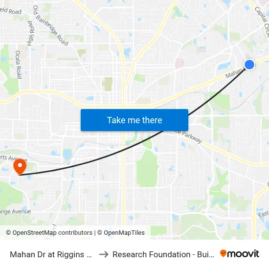 Mahan Dr at Riggins Rd Wb to Research Foundation - Building A map