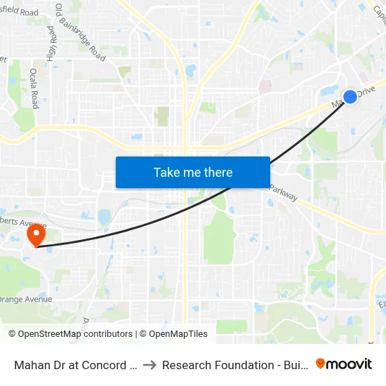Mahan Dr at Concord Rd Eb to Research Foundation - Building A map