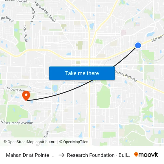 Mahan Dr at Pointe Ct Wb to Research Foundation - Building A map