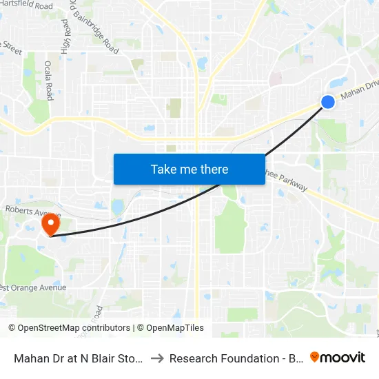 Mahan Dr at N Blair Stone Rd Eb to Research Foundation - Building A map