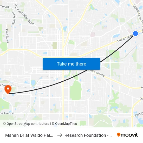 Mahan Dr at Waldo Palmer Ln Eb to Research Foundation - Building A map