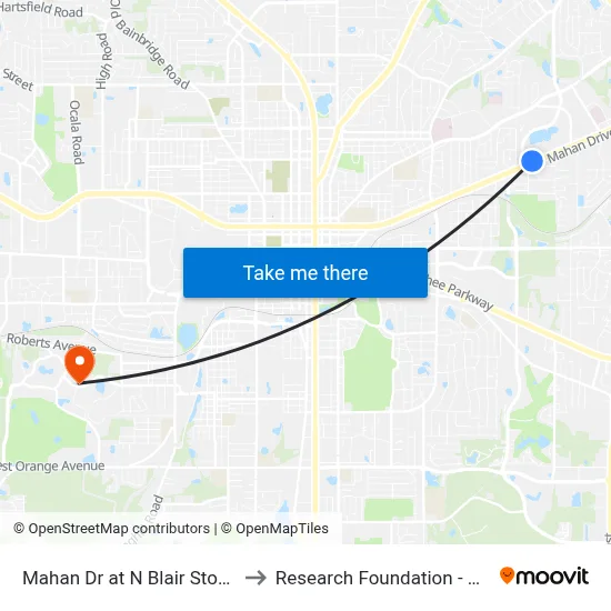 Mahan Dr at N Blair Stone Rd Wb to Research Foundation - Building A map