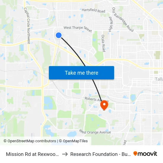 Mission Rd at Rexwood Dr Sb to Research Foundation - Building A map