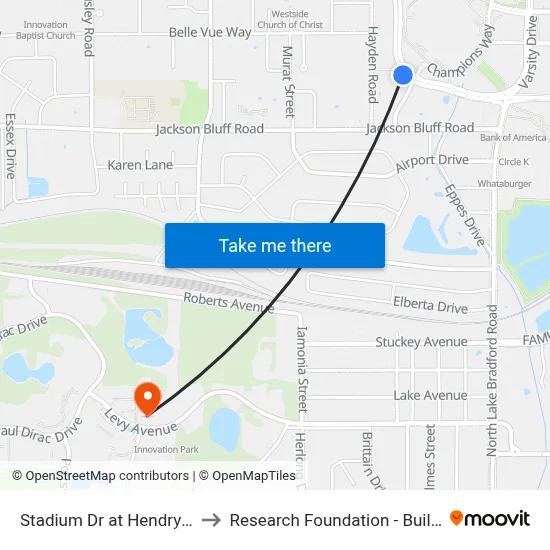 Stadium Dr at Hendry St Eb to Research Foundation - Building A map