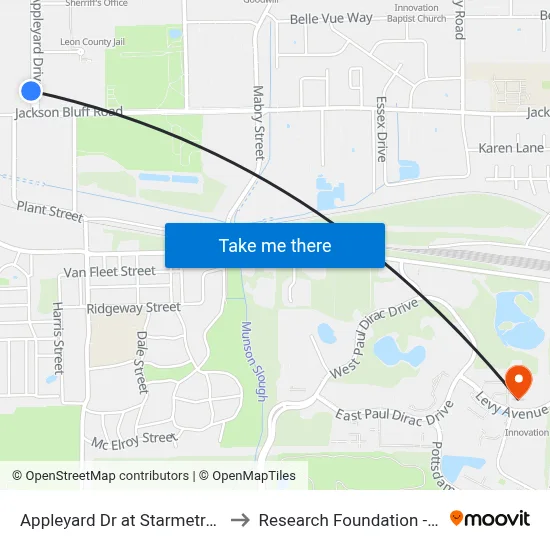 Appleyard Dr at Starmetro Offices Sb to Research Foundation - Building A map