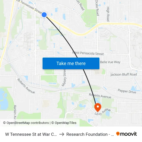 W Tennessee St at War Chant Dr Wb to Research Foundation - Building A map