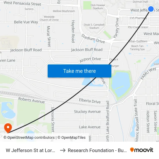 W Jefferson St at Lorene Wb to Research Foundation - Building A map