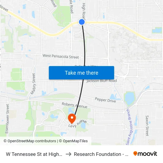 W Tennessee St at High Road Wb to Research Foundation - Building A map