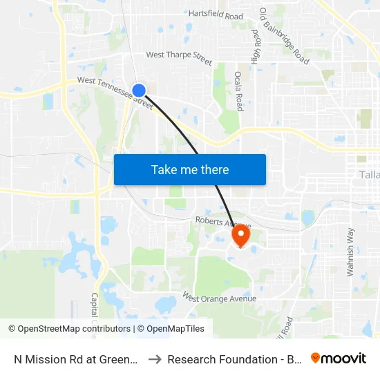 N Mission Rd at Greenon Ln Sb to Research Foundation - Building A map