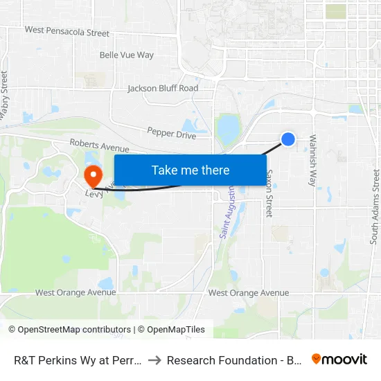 R&T Perkins Wy at Perry St Wb to Research Foundation - Building A map