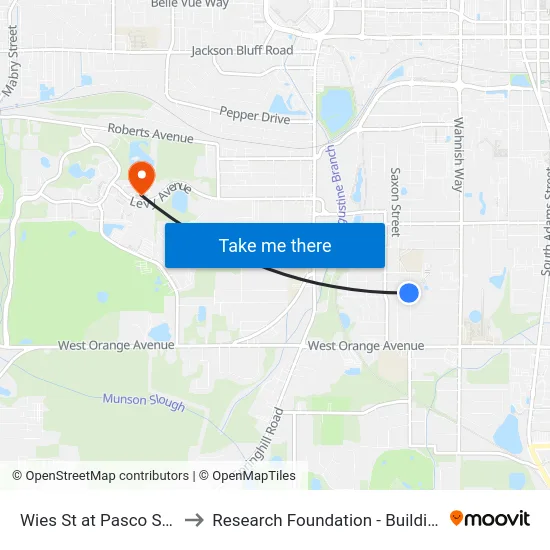 Wies St at T-Pain Lane Eb to Research Foundation - Building A map