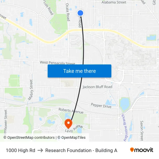 1000 High Rd to Research Foundation - Building A map