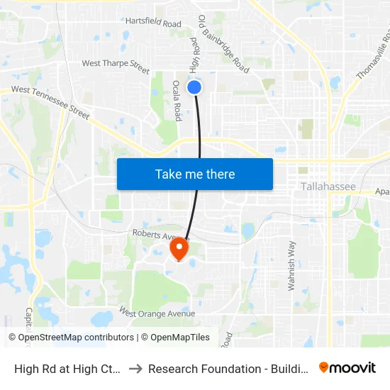 High Rd at High Ct Nb to Research Foundation - Building A map