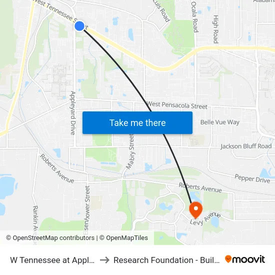 W Tennessee at Appleyard to Research Foundation - Building A map