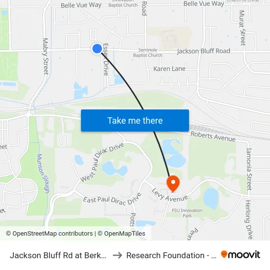 Jackson Bluff Rd at Berkshire Dr Wb to Research Foundation - Building A map