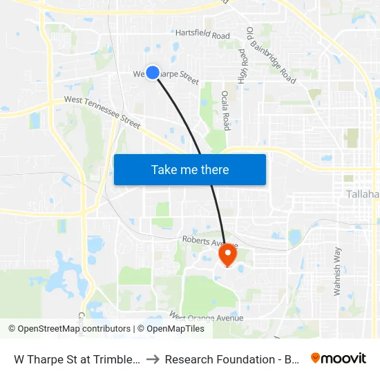 W Tharpe St at Trimble Rd Wb to Research Foundation - Building A map