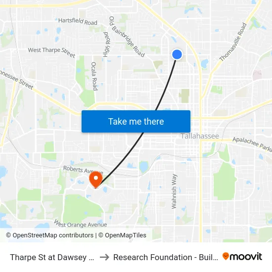 Tharpe St at Dawsey St Wb to Research Foundation - Building A map