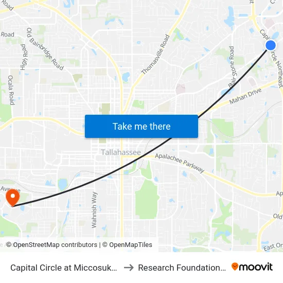 Capital Circle at Miccosukee Far Side Nb to Research Foundation - Building A map