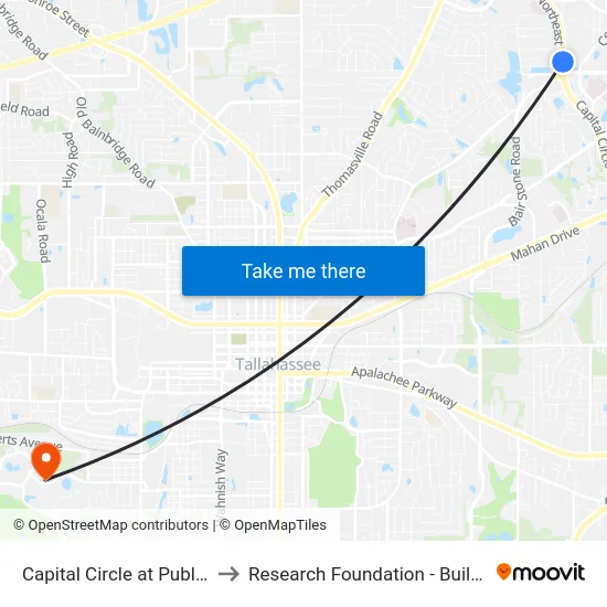 Capital Circle at Publix Nb to Research Foundation - Building A map