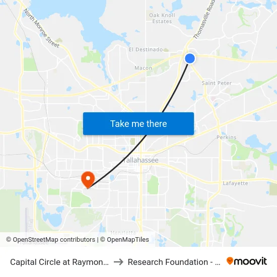 Capital Circle at Raymond Diehl Nb to Research Foundation - Building A map