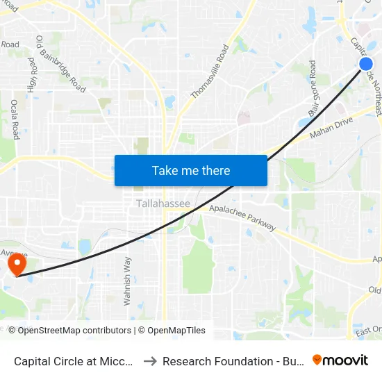 Capital Circle at Miccosukee to Research Foundation - Building A map