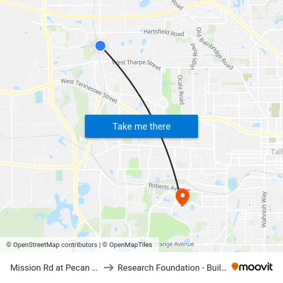 Mission Rd at Pecan Rd Sb to Research Foundation - Building A map
