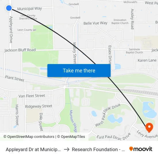 Appleyard Dr at Municipal Way Sb to Research Foundation - Building A map