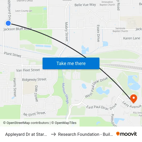 Appleyard Dr at Starmetro to Research Foundation - Building A map