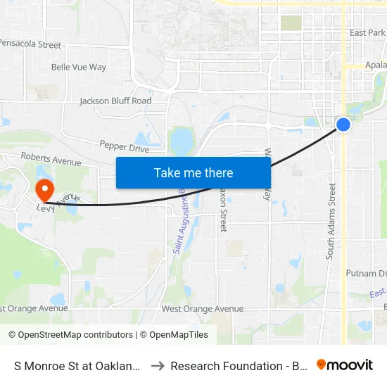 S Monroe St at Oakland Ave Sb to Research Foundation - Building A map