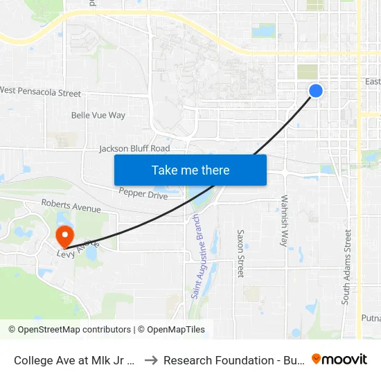 College Ave at Mlk Jr Blvd Eb to Research Foundation - Building A map