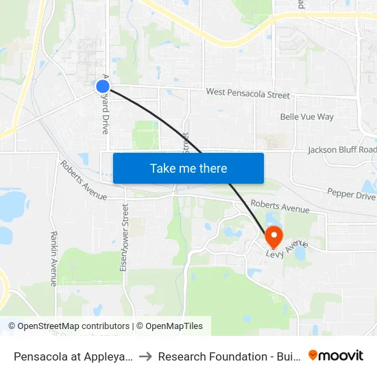 Pensacola at Appleyard Wb to Research Foundation - Building A map