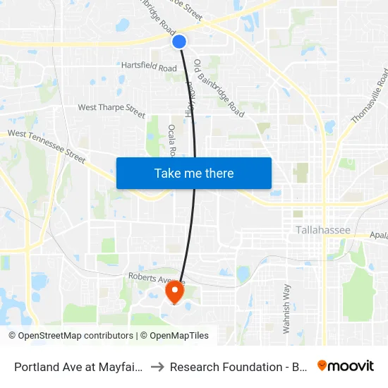 Portland Ave at Mayfair Rd Wb to Research Foundation - Building A map