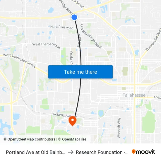 Portland Ave at Old Bainbridge Rd Eb to Research Foundation - Building A map