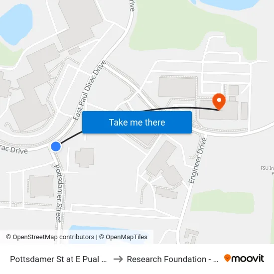 Pottsdamer St at  E Pual Drac Dr Nb to Research Foundation - Building A map