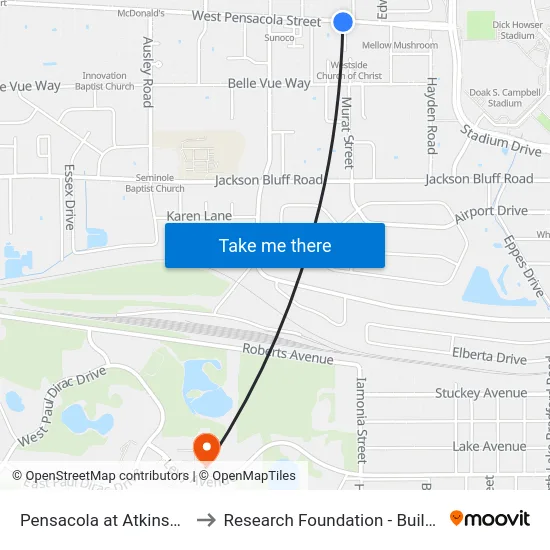 Pensacola at Atkinson Eb to Research Foundation - Building A map