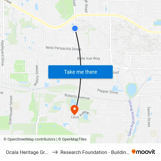 Ocala Heritage Grove to Research Foundation - Building A map