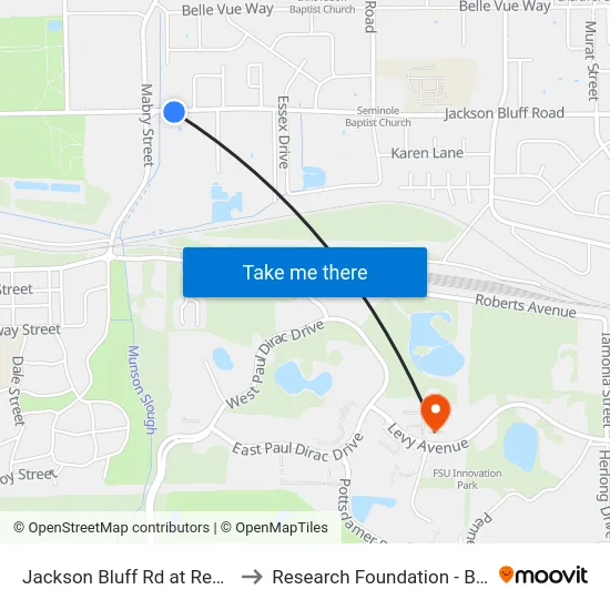 Jackson Bluff Rd at Revell Dr Eb to Research Foundation - Building A map