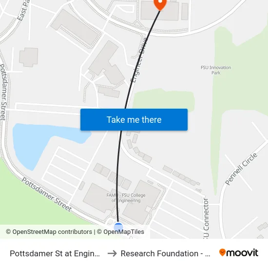 Pottsdamer St at  Engineering Nb to Research Foundation - Building A map