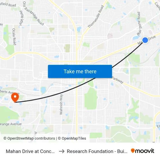 Mahan Drive at Concord Eb to Research Foundation - Building A map