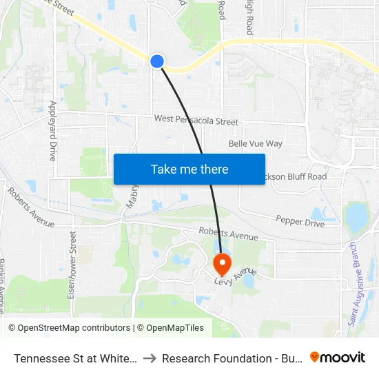 Tennessee St at White St Wb to Research Foundation - Building A map