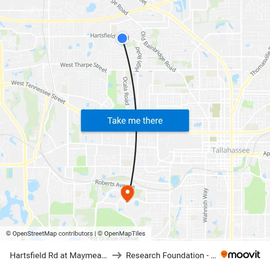 Hartsfield Rd at Maymeadow Ln Wb to Research Foundation - Building A map