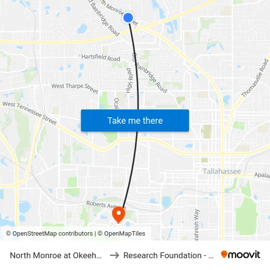 North Monroe at Okeeheepkee Nb to Research Foundation - Building A map