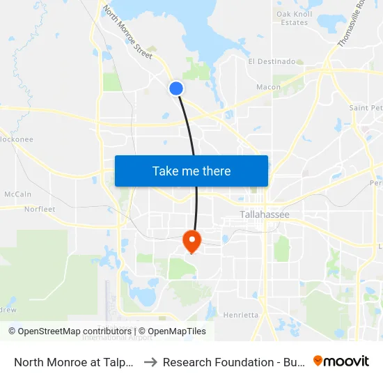 North Monroe at Hopkins Nb to Research Foundation - Building A map